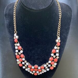 J. Crew Coral and Ivory Beaded Necklace EUC